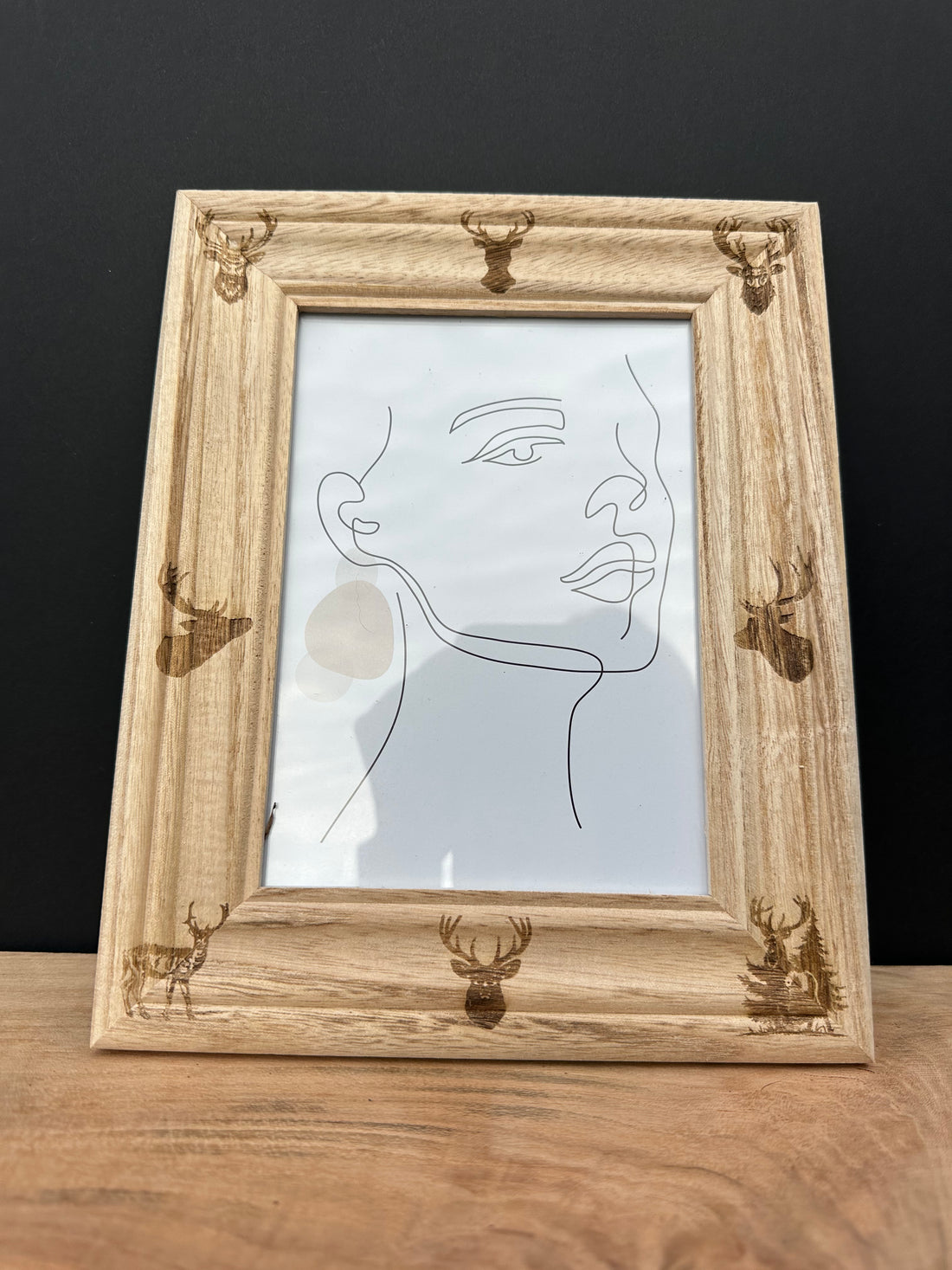 Engraved Natural Wood Photo Frame Large